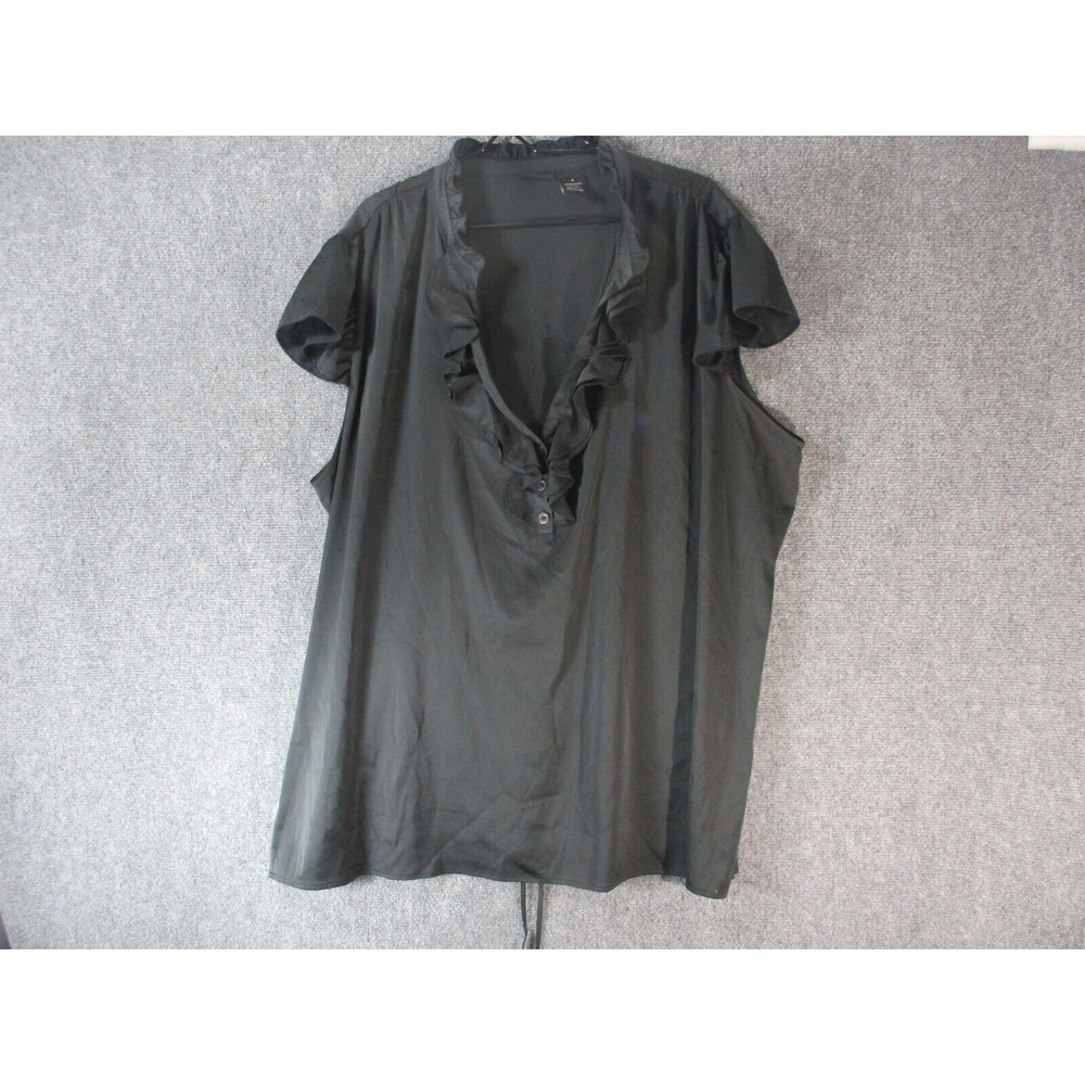 TORRID Blouse Womens Plus Size 4 24/26 Ruffle V-Neck Career Shirt Top Cap Sleeve
